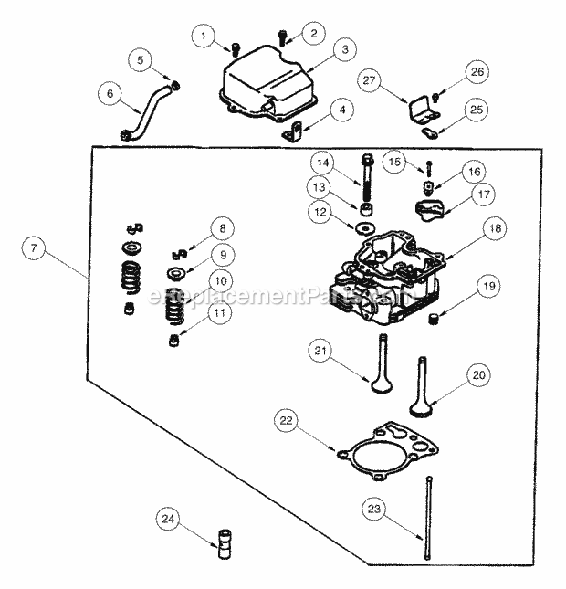 Cylinder Head, Valves And Breather Diagram and Parts List for 2166 13A-214G100, 13A-254G100 Cub Cadet Lawn Tractor